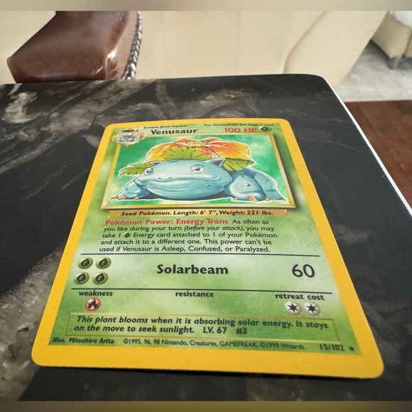 1990’s vintage holo base set Venasaur Pokémon card 15/102 - Picture 7 of 9